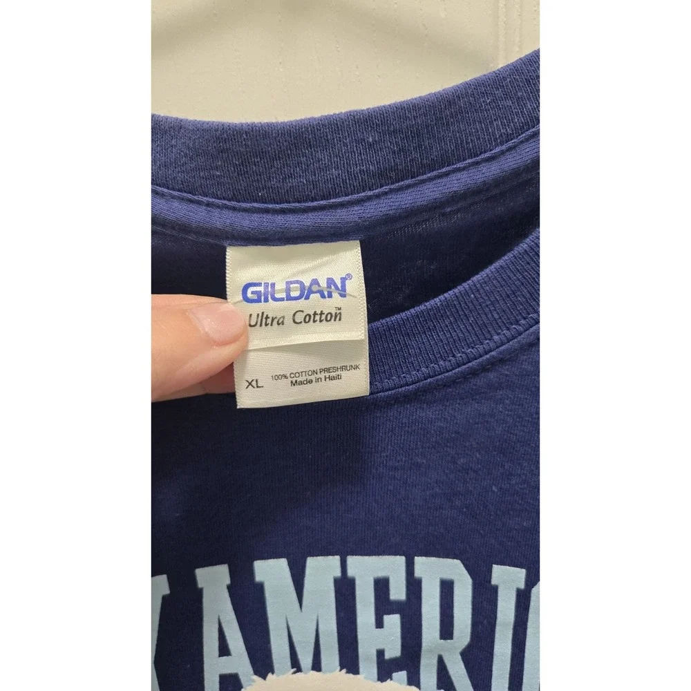 Gildan Funny Political T Shirt Mens XL Hey America Bill Clinton Blue Dress Stain - Picture 2 of 5